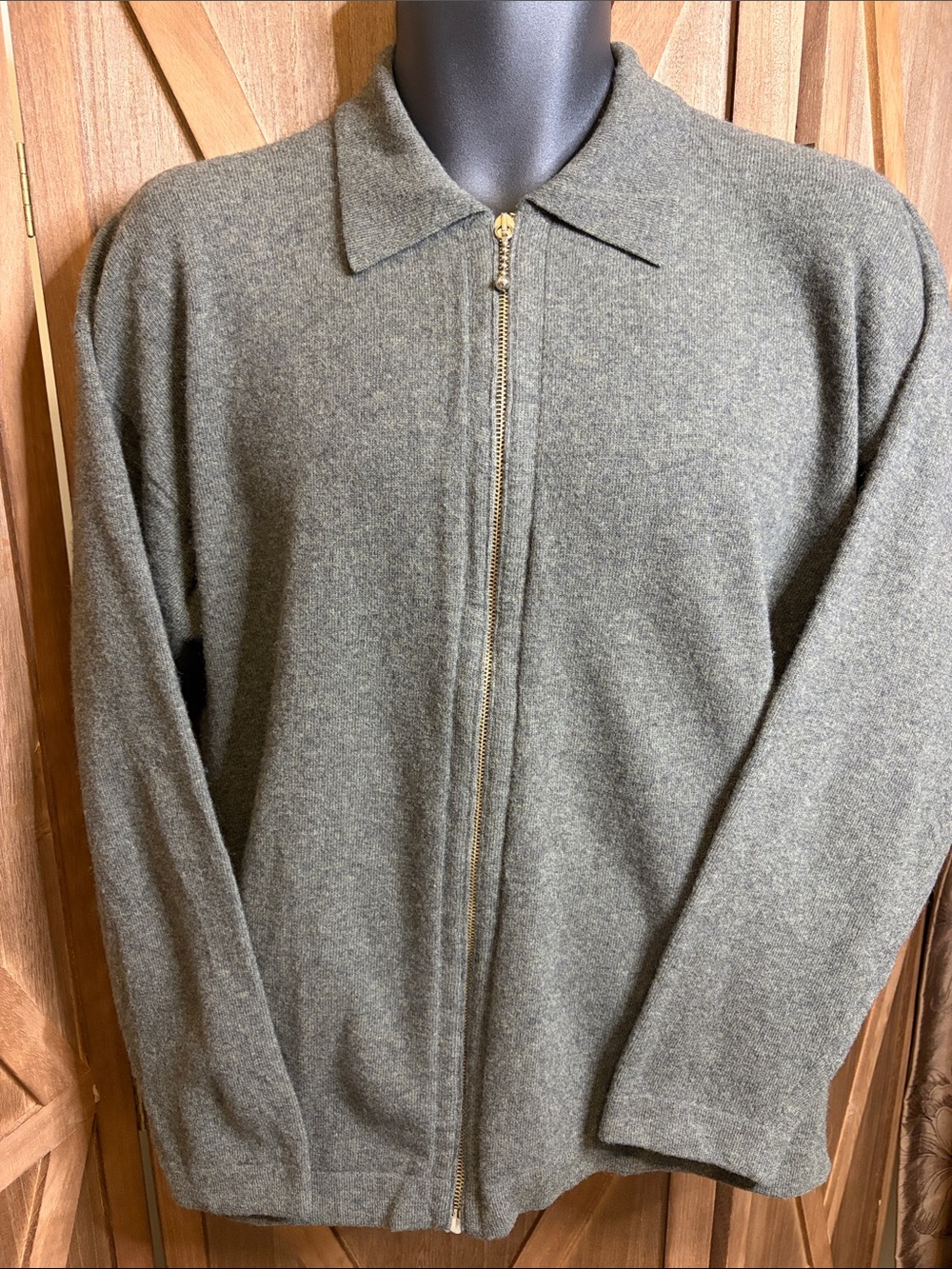 MALO 100% Virgin Wool Full Zip Knit Sweater Jacket Gray SIZE MEDIUM
